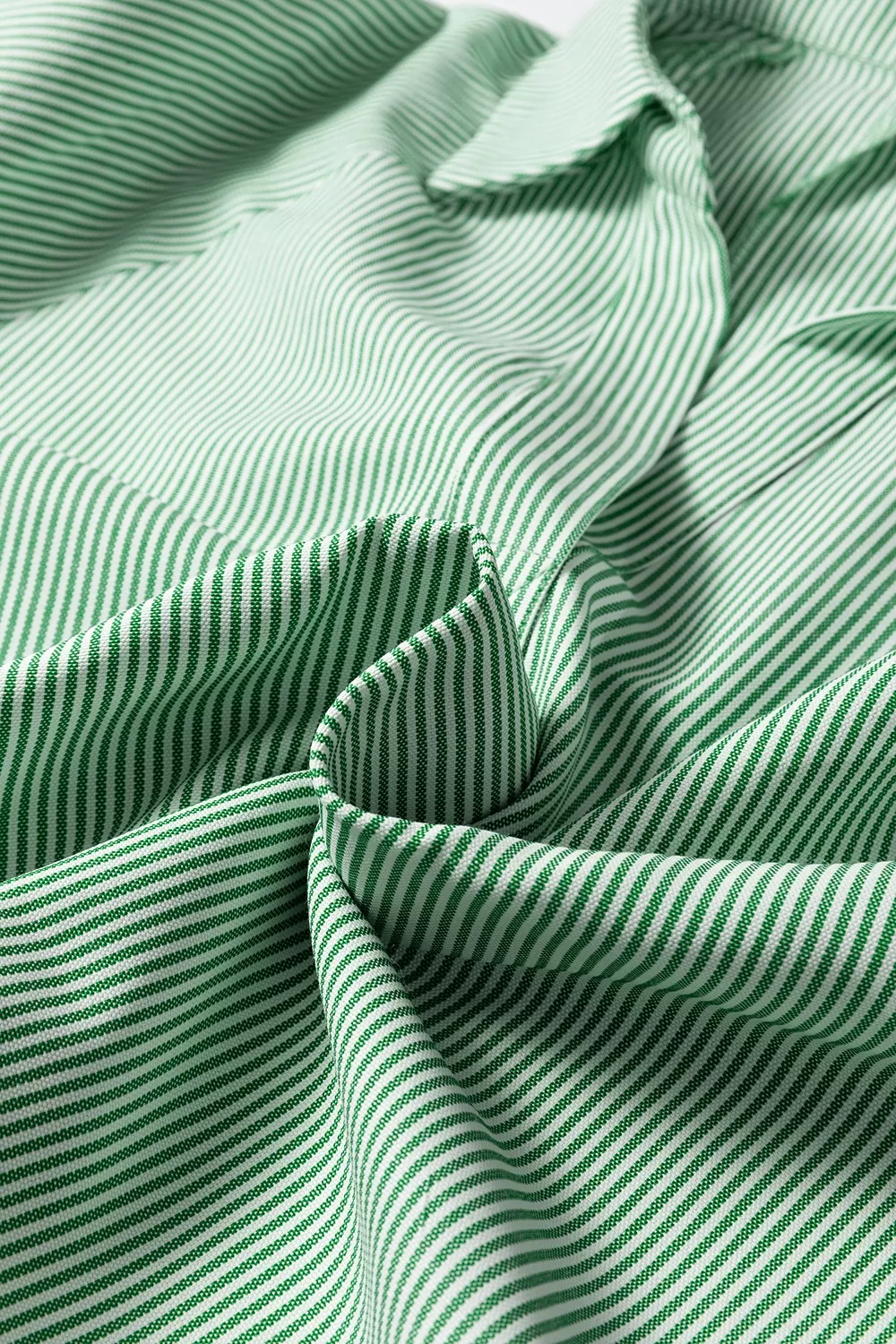 Striped Print Collared Split Neck Half Sleeve Blouse, image 9
