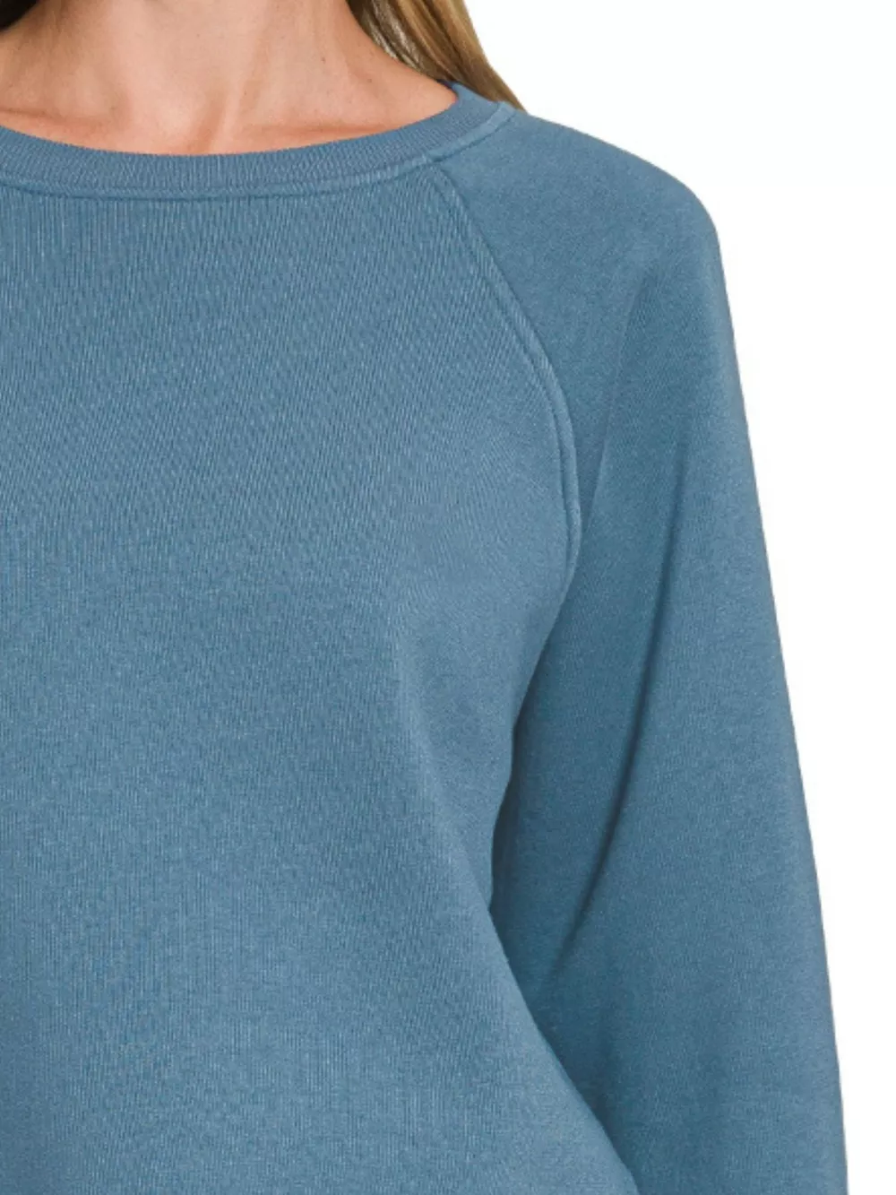 Fleece Raglan Round-Neck Sweatshirt, image 2