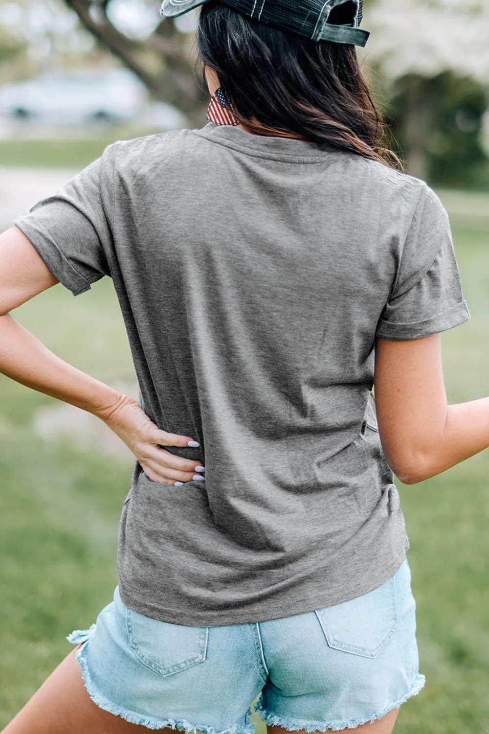 HOPPY Chenille Patch Round Neck Short Sleeve T-Shirt, image 2