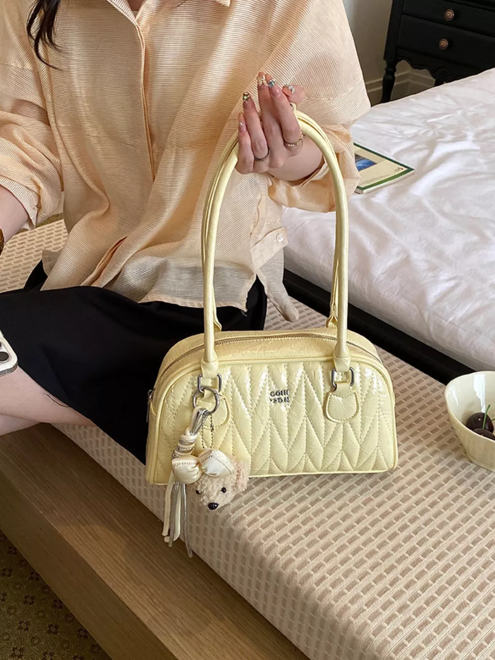 Quilted Zip Shoulder Bag, image 2