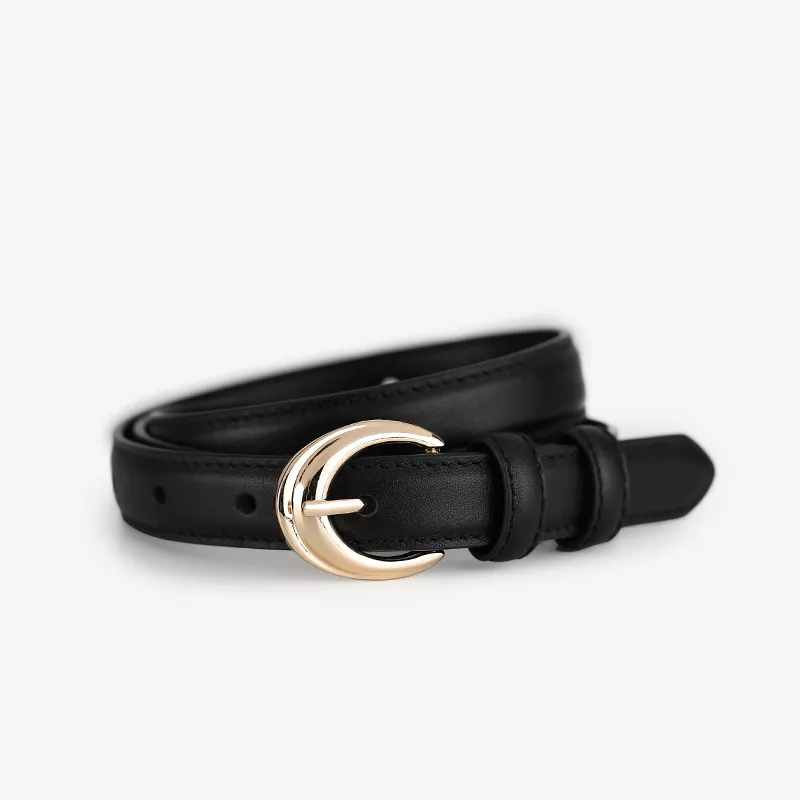 Leather Belt with Golden Buckle