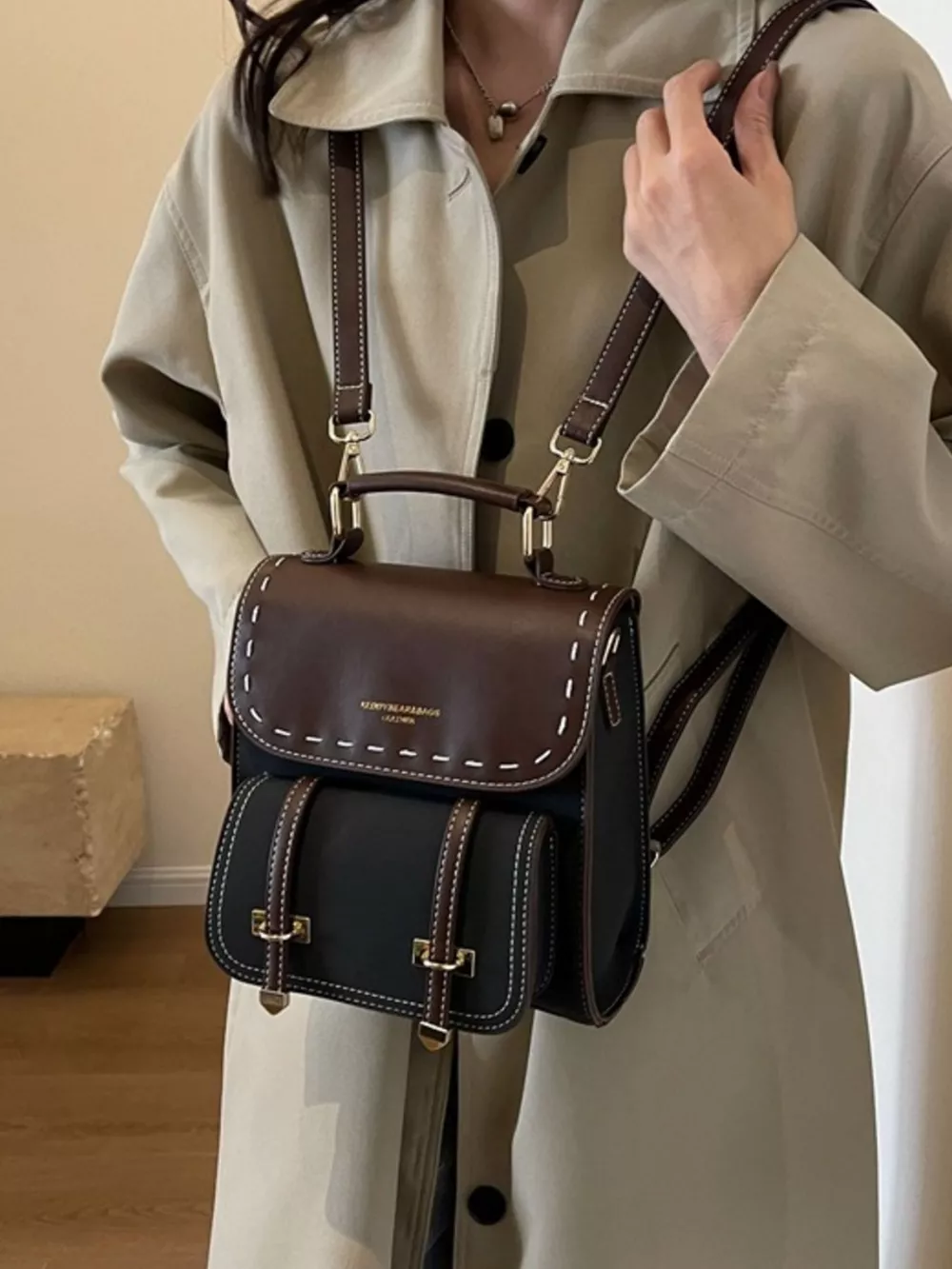 Vintage Style Leather Backpack Bag, image 6