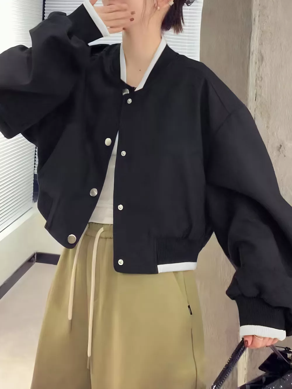 Casual Snap Down Cropped Jacket, image 2