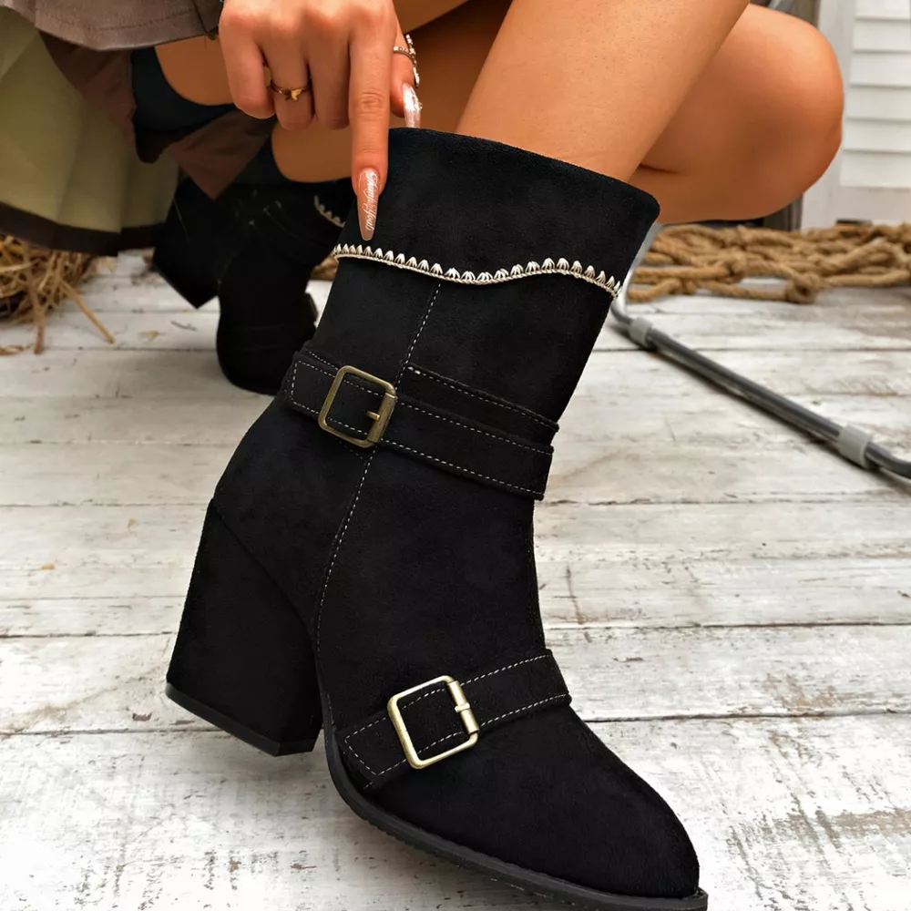 Point Toe Block Heels Boots, image 4
