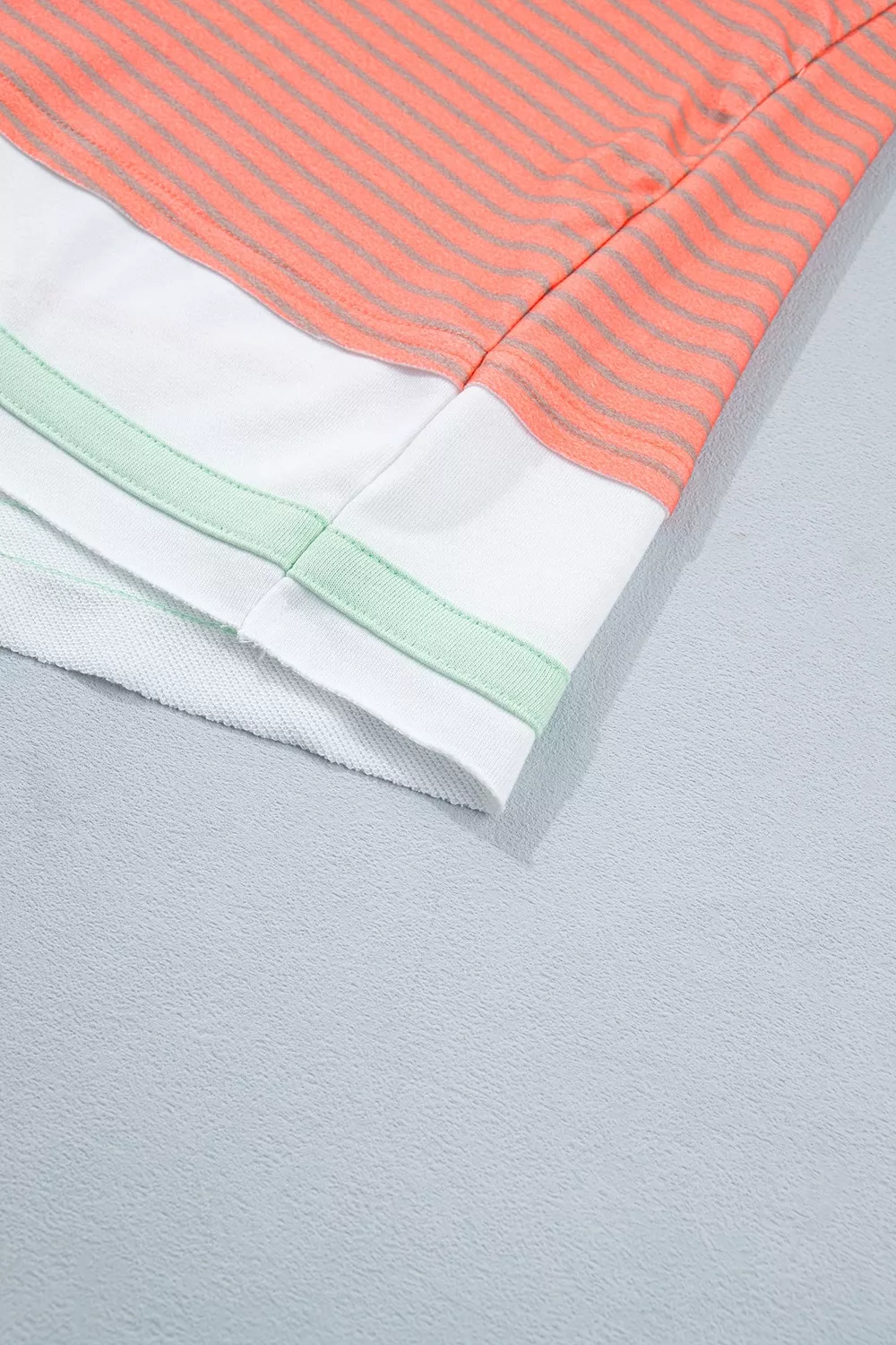 Stripe Colorblock Detail Raw Seam Long Sleeve Tunic Top, image 9