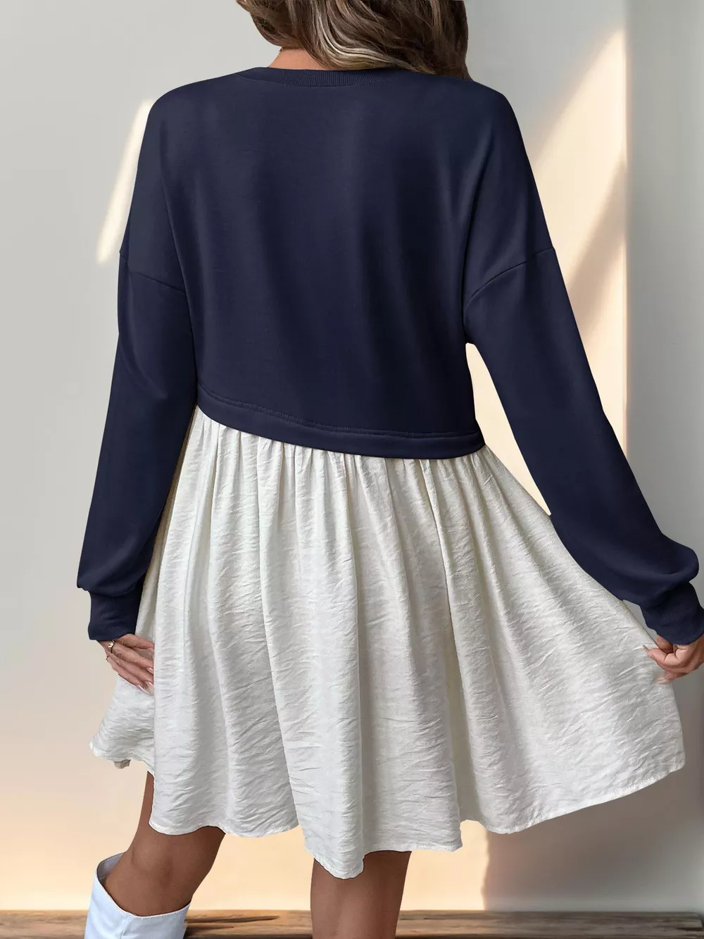 Two-Tone Dropped Shoulder Dress, image 10