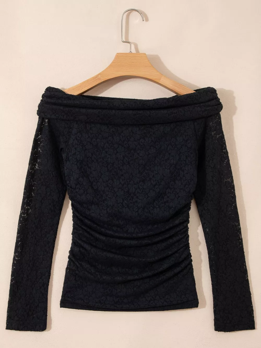 Floral Lace Off-shoulder Long Sleeve Slim Top, image 2