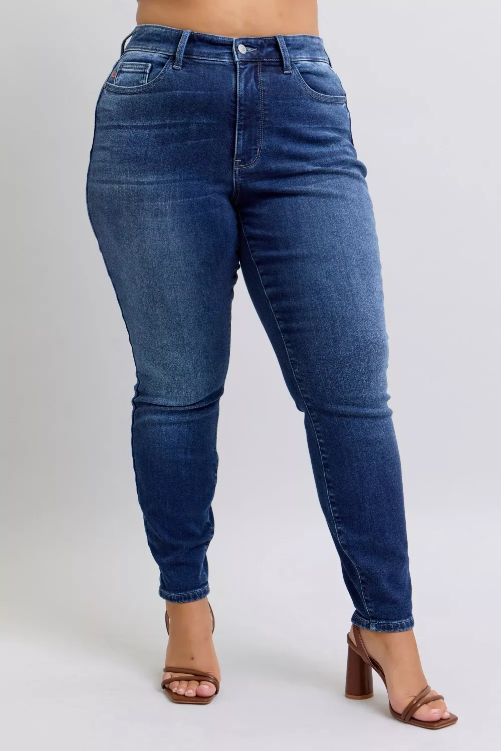 Full Size Washed Thermal Skinny Jeans Plus Size, image 6