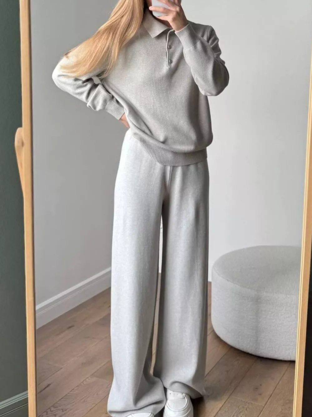 Polo Collar Top and Pants or Skirt Knit Set, image 19