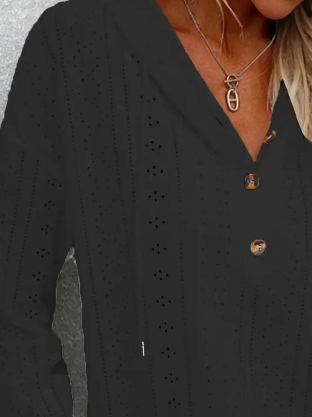 Drawstring Eyelet Long Sleeve Hoodie, image 6