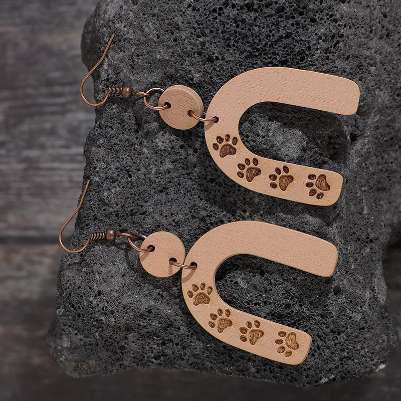 Geometric Shape Wooden Earrings, image 4