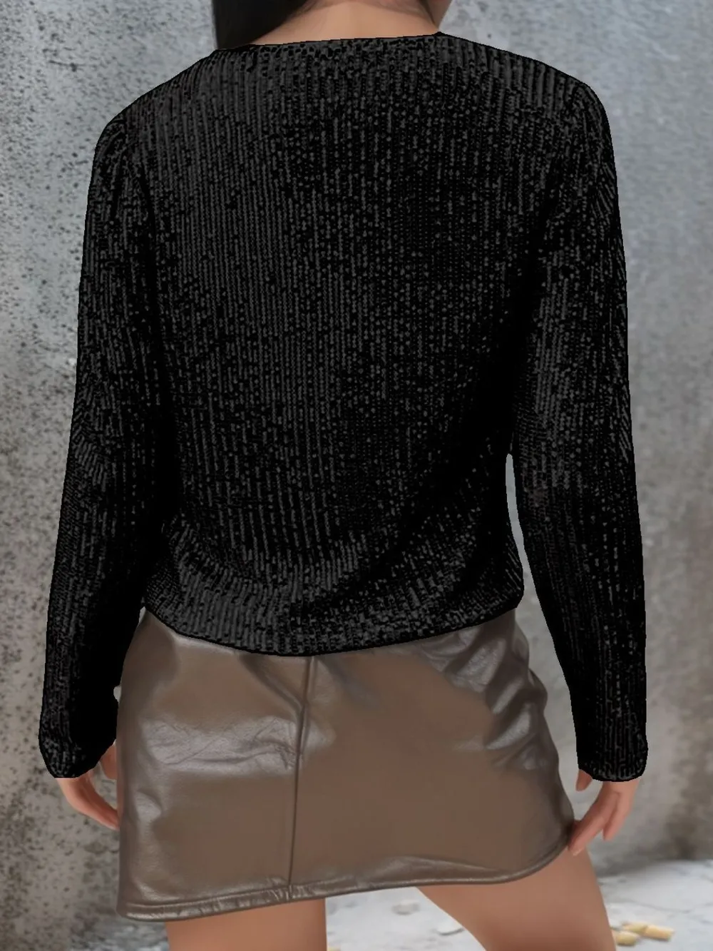 Full Size Sequin Open Front Cropped Jacket, image 6