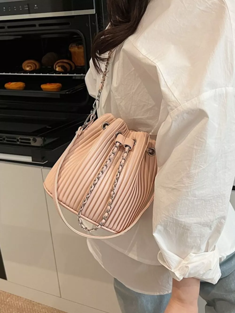 Pleated Bucket Crossbody Bag, image 4