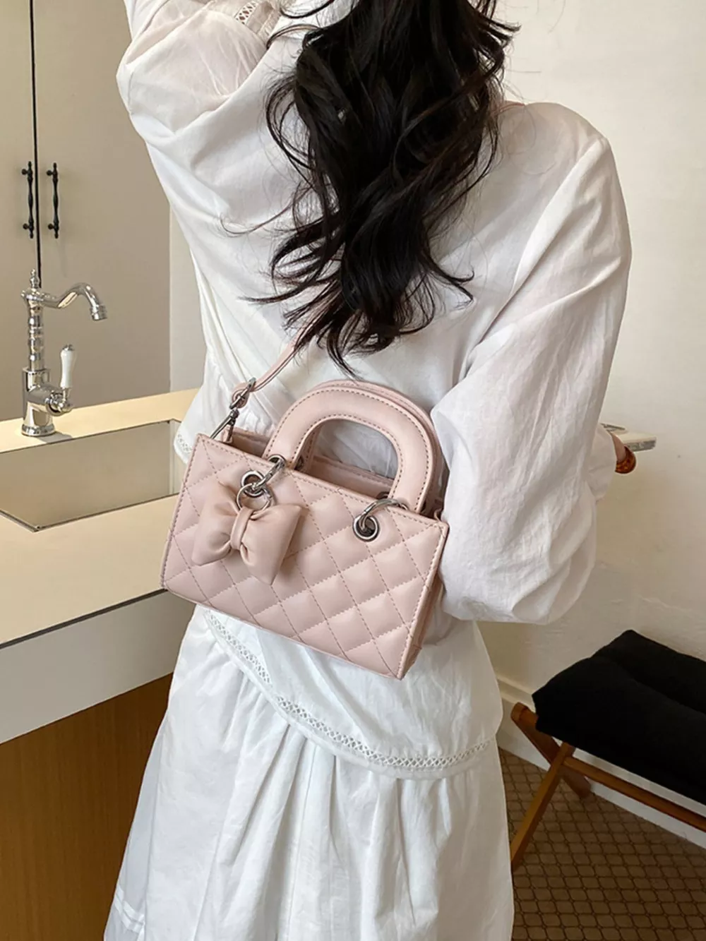 Quilted Bow Crossbody Bag, image 7