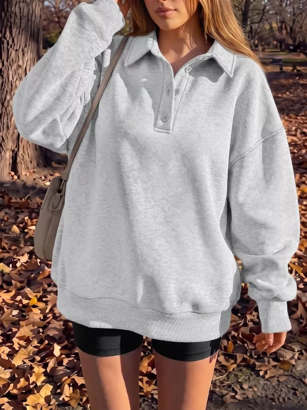 Button Detail Dropped Shoulder Sweatshirt, image 3