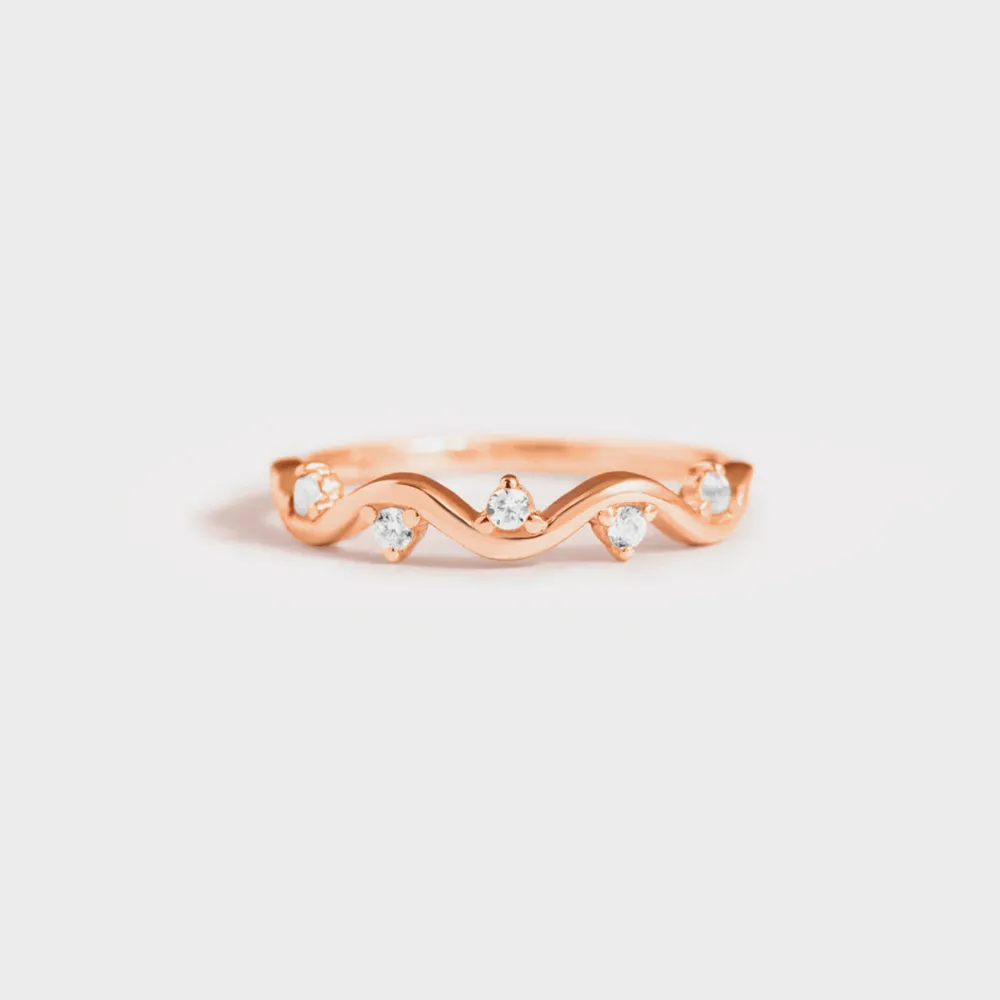 925 Sterling Silver Inlaid Zircon Ring, image 6
