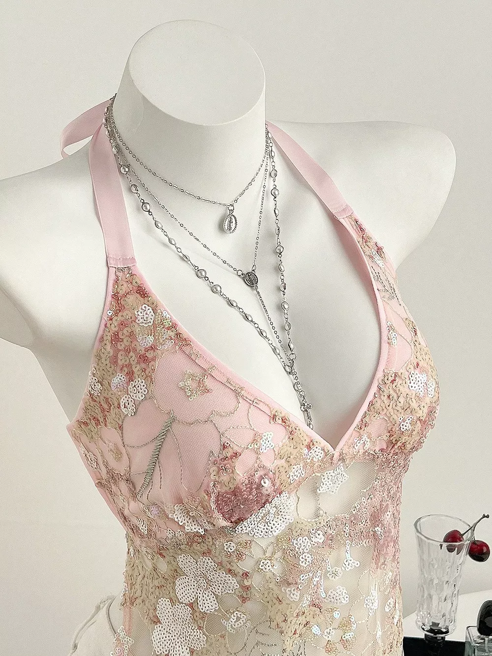 Sequin Halter Neck Cami, image 5