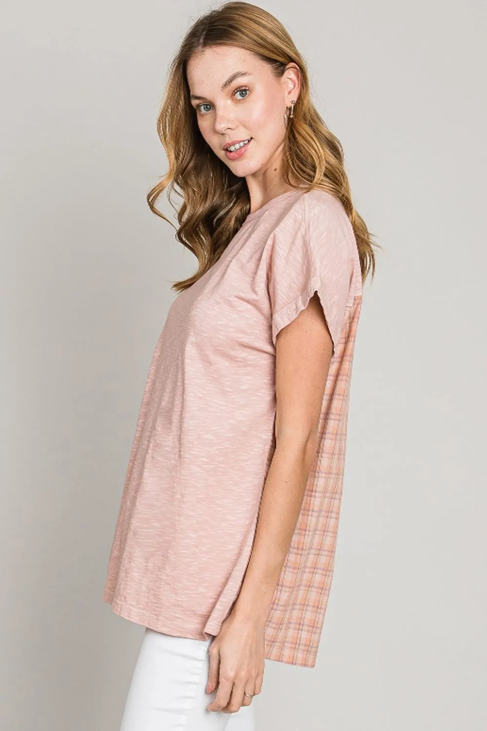 Cotton Bleu by Nu Label Plaid Short Sleeve T-Shirt, image 3