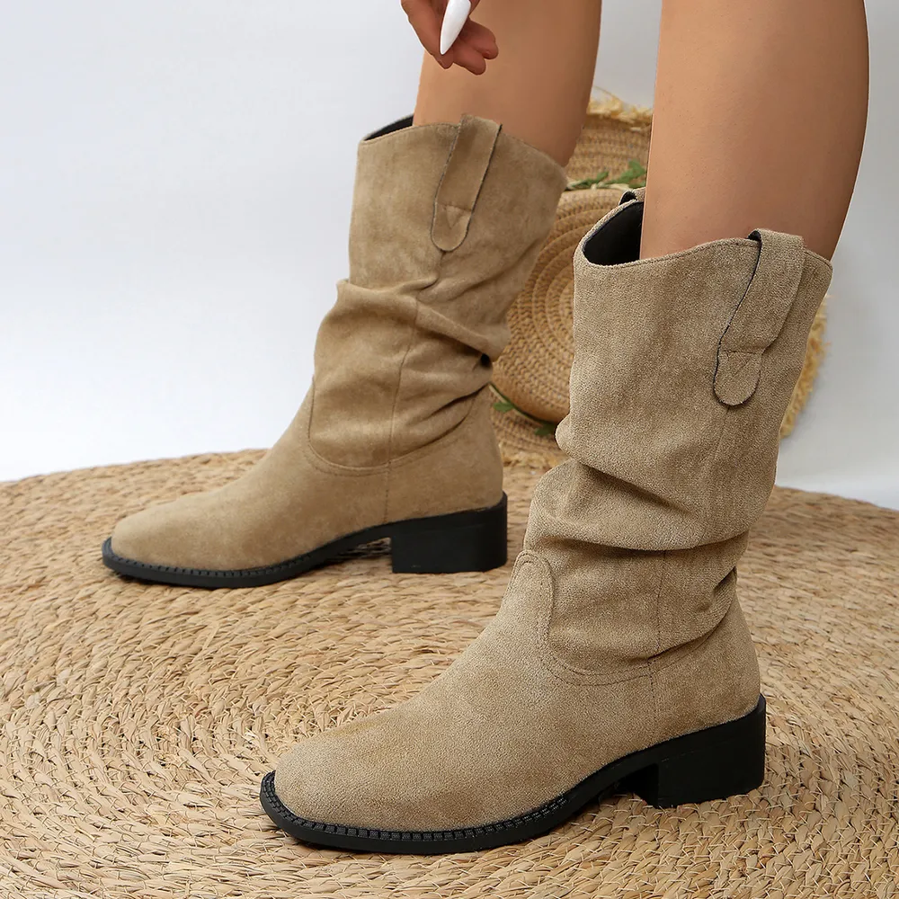 Pleated Pull-On Western Cowboy Boots, image 4