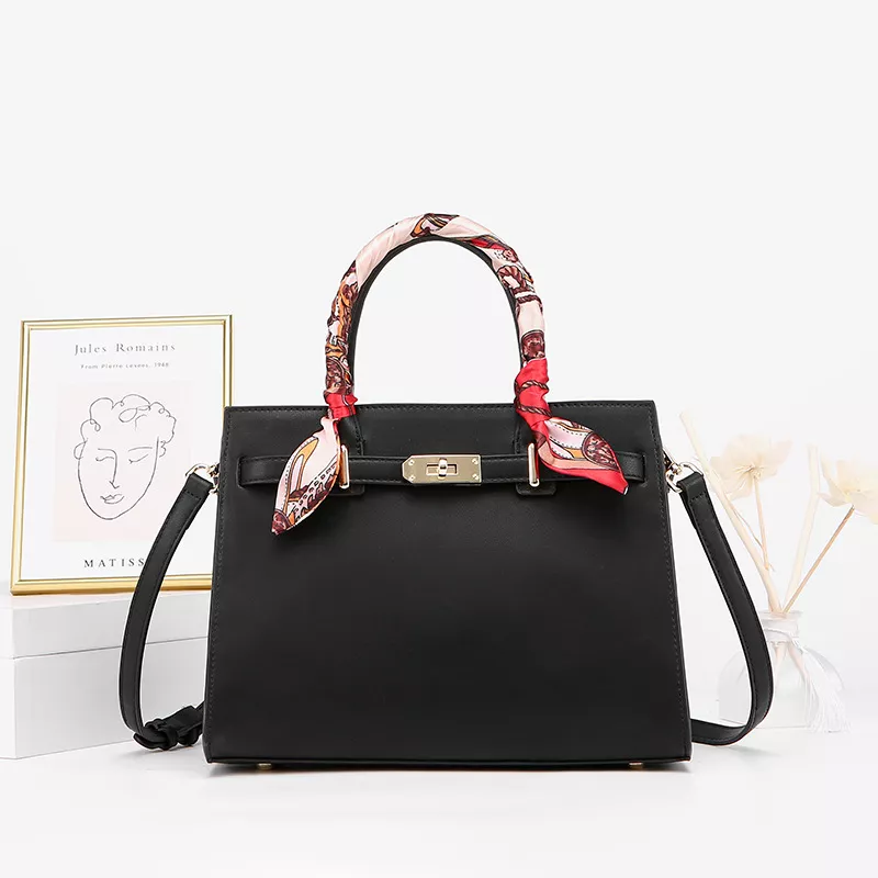 Leather Handbag with Detachable Shoulder Strap