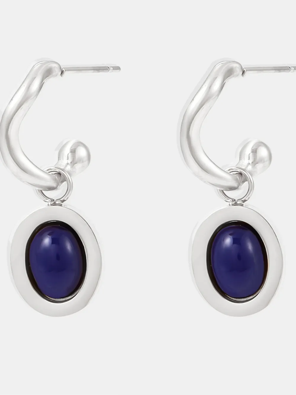 Stainless Steel Oval Drop Earrings, image 6