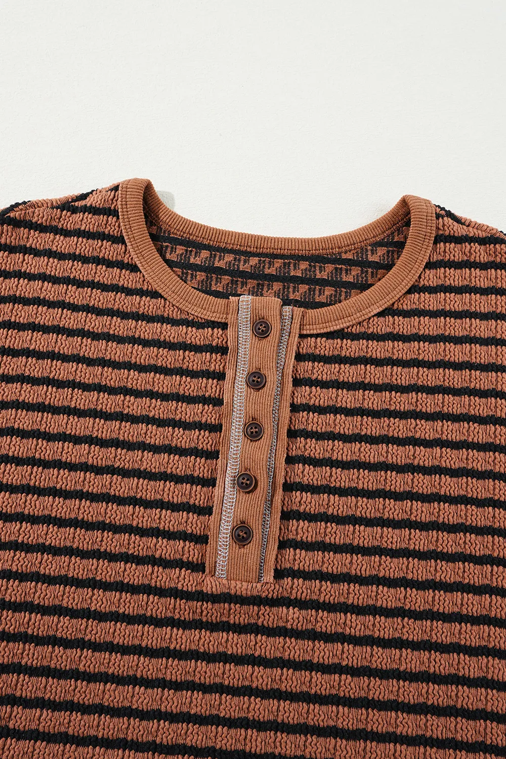 Striped Half Button Long Sleeve Blouse, image 3