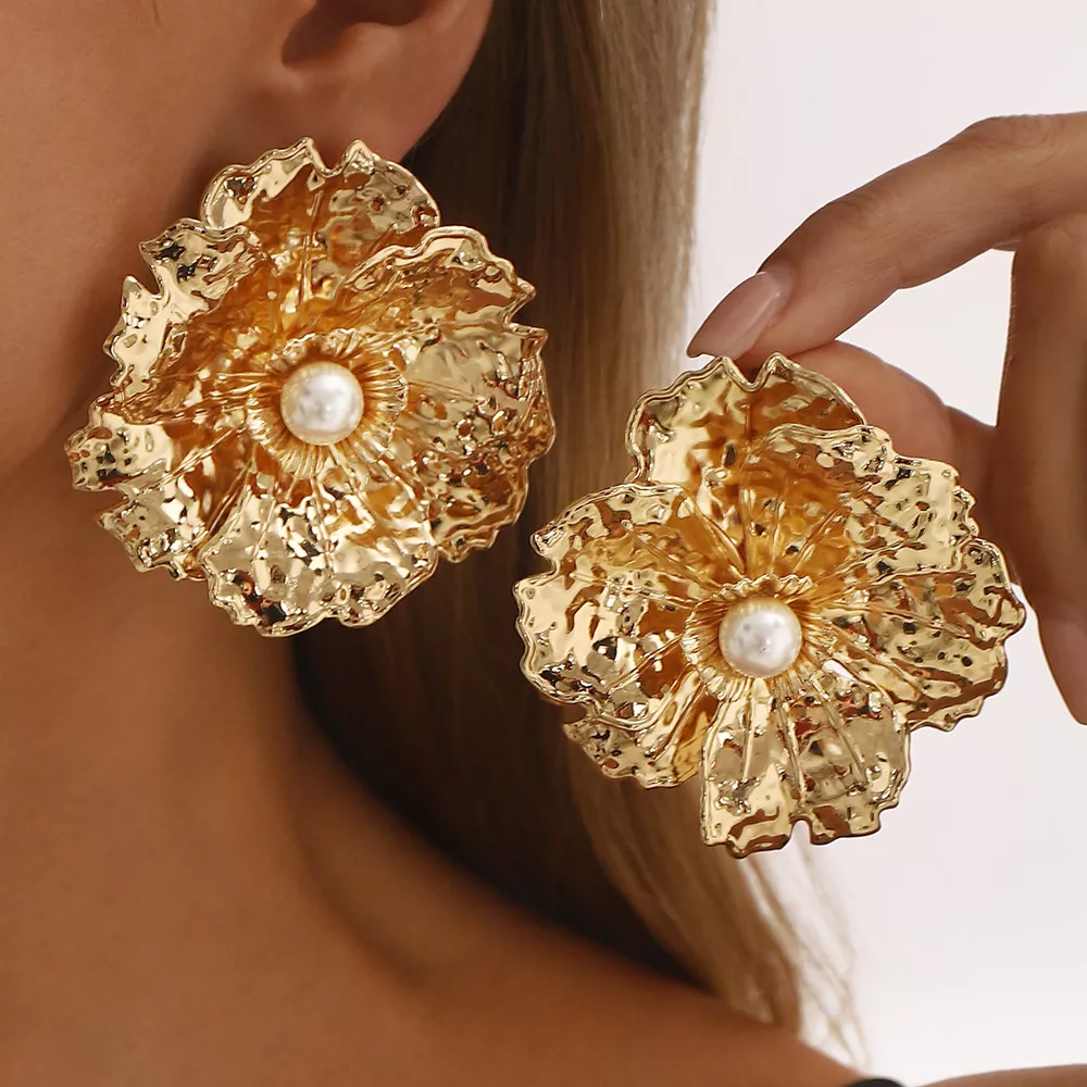 18K Gold-Plated Flower Earrings, image 2