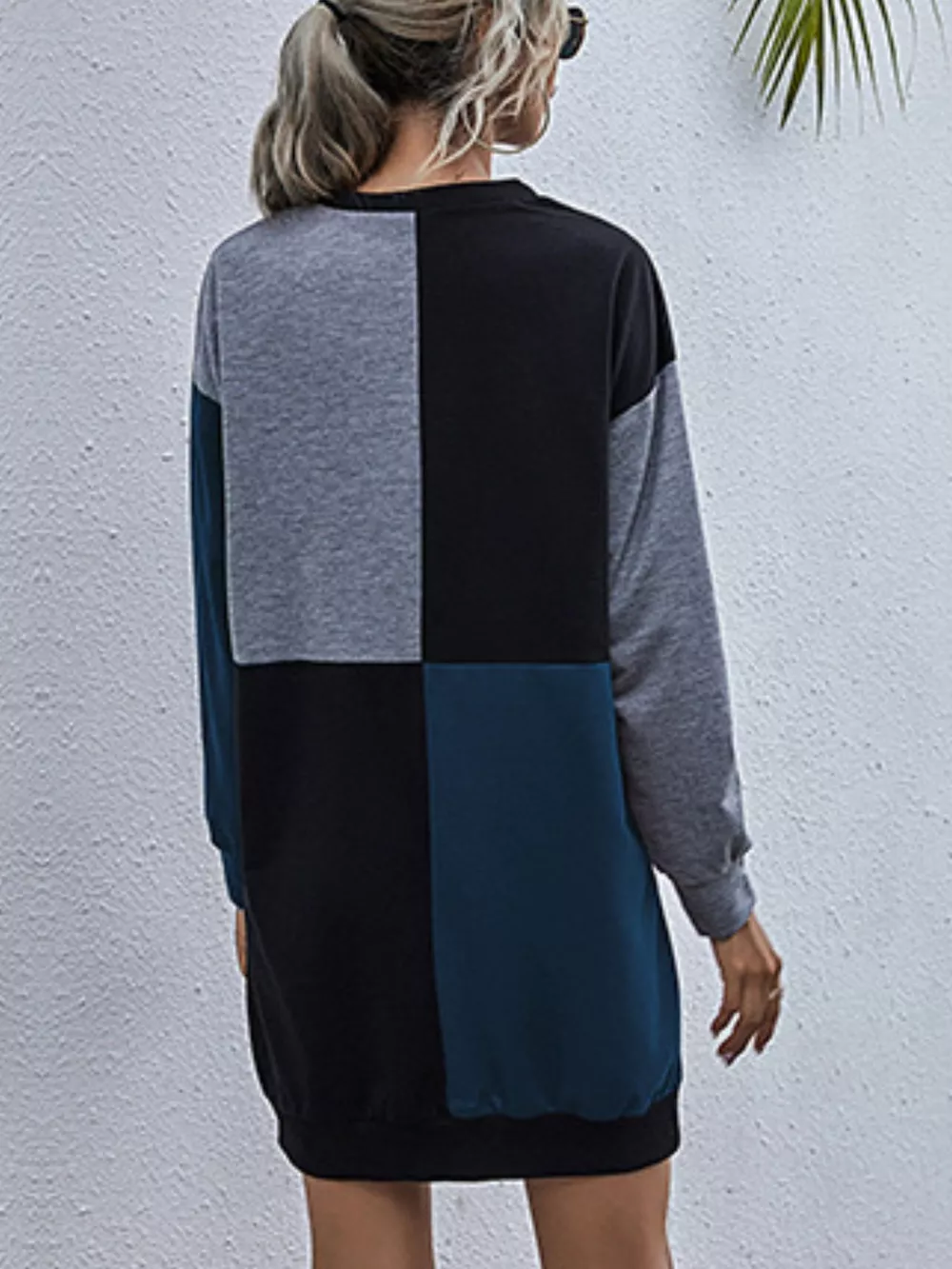 Color Block Casual Long Sleeve Mini Dress, image 2