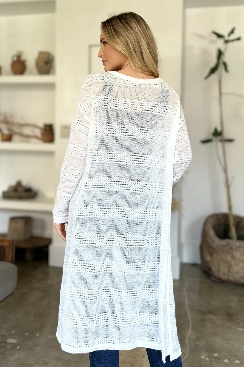 Full Size Open Front Longline Cardigan, image 11