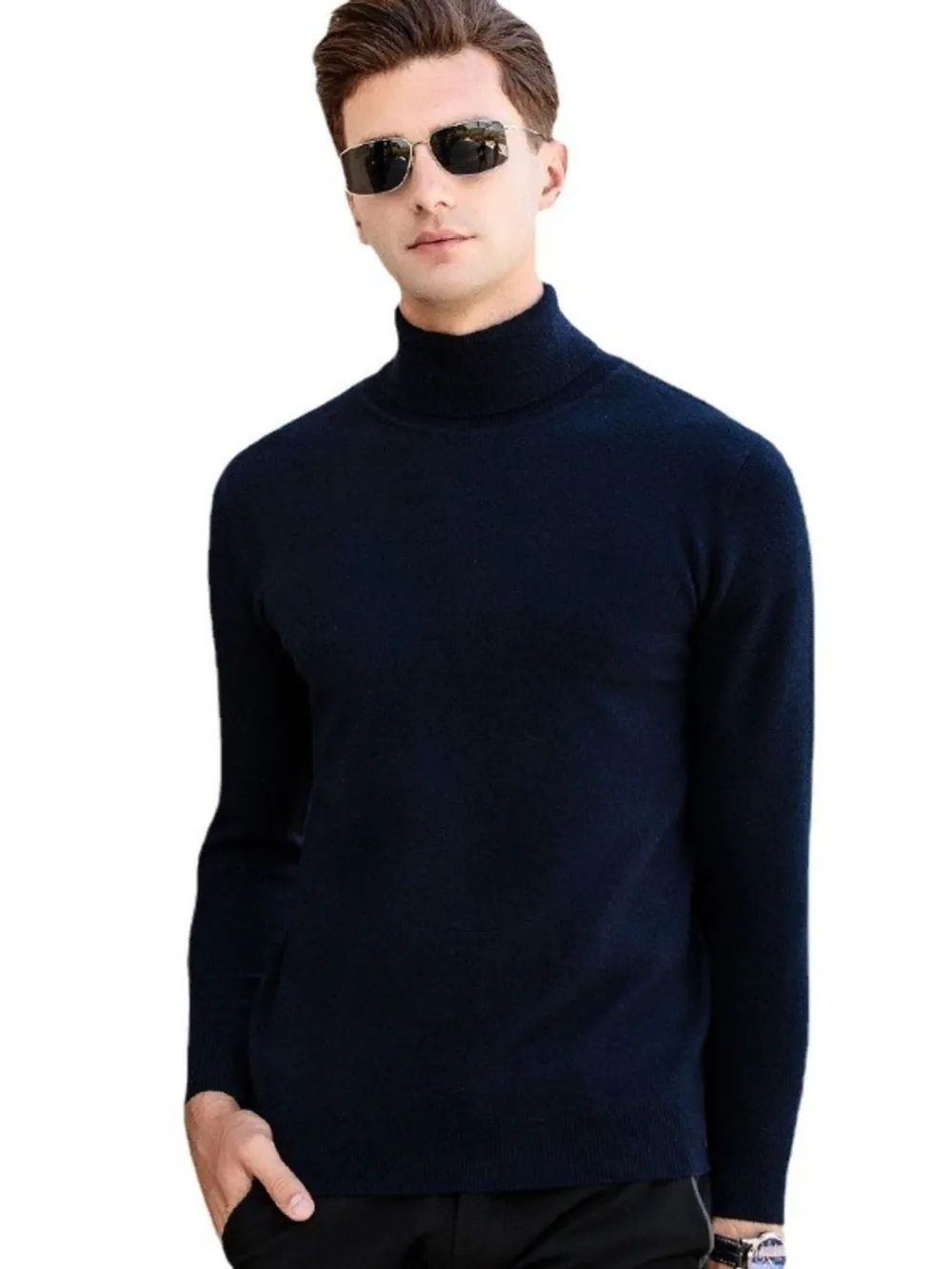 Men's Plus Size Turtleneck Long Sleeve Sweater, image 7