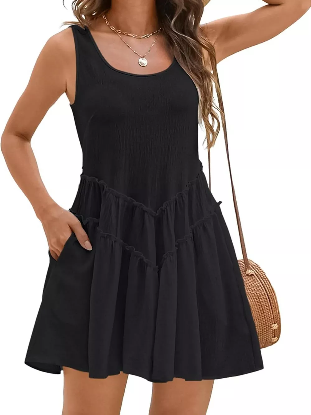 Round Neck Sleeveless Mini Dress, image 7