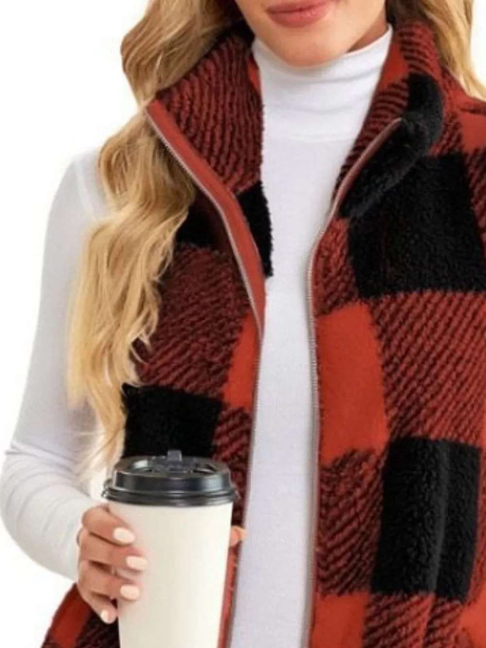 Full Size Color Block Zip Up Vest Coat Plus Size, image 11