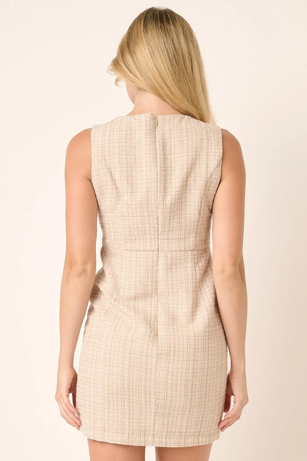 Tweed Sleeveless Mini Dress, image 2