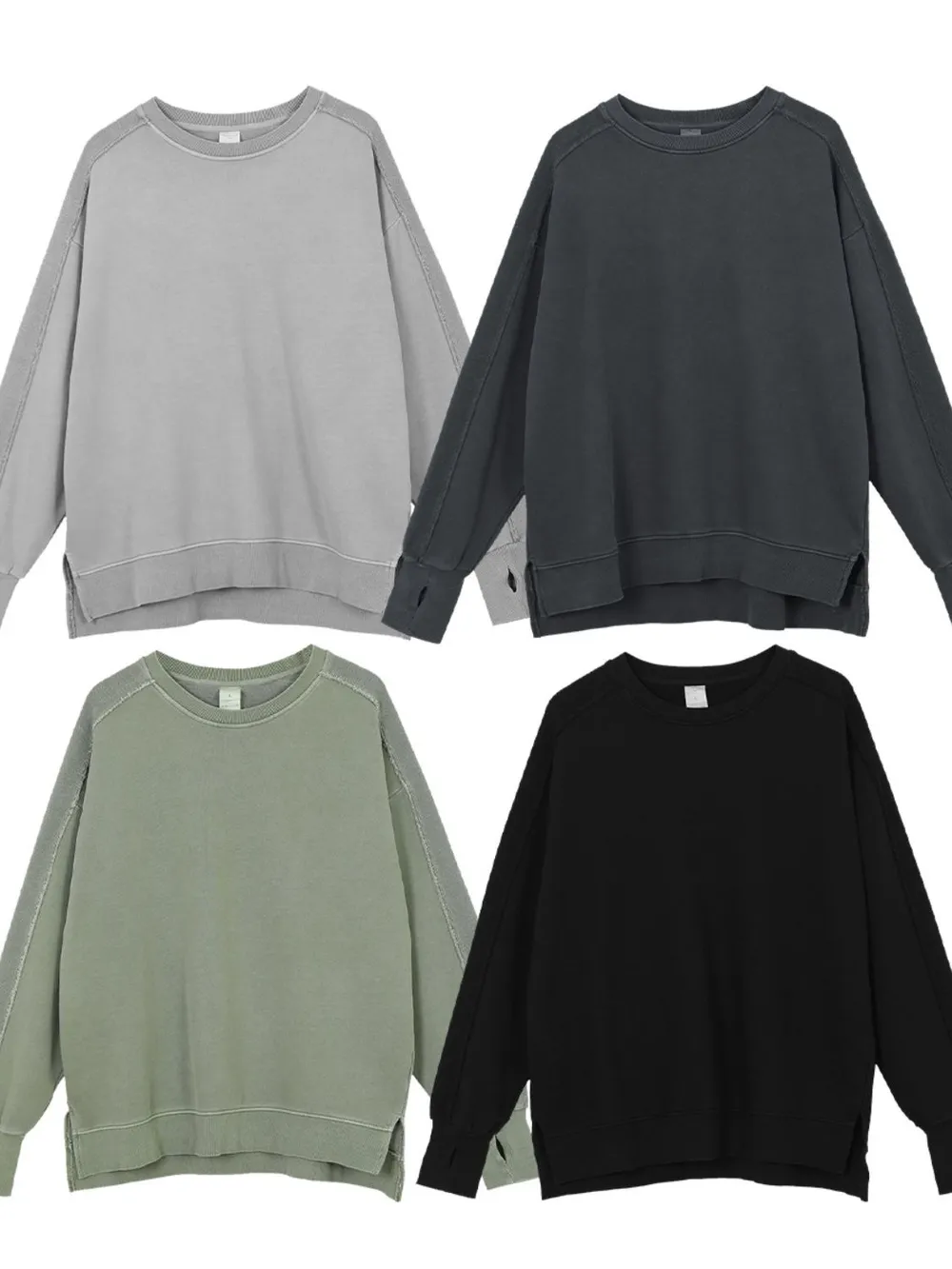 Men's Side Slit Round Neck Long Sleeve Sweatshirt, image 8