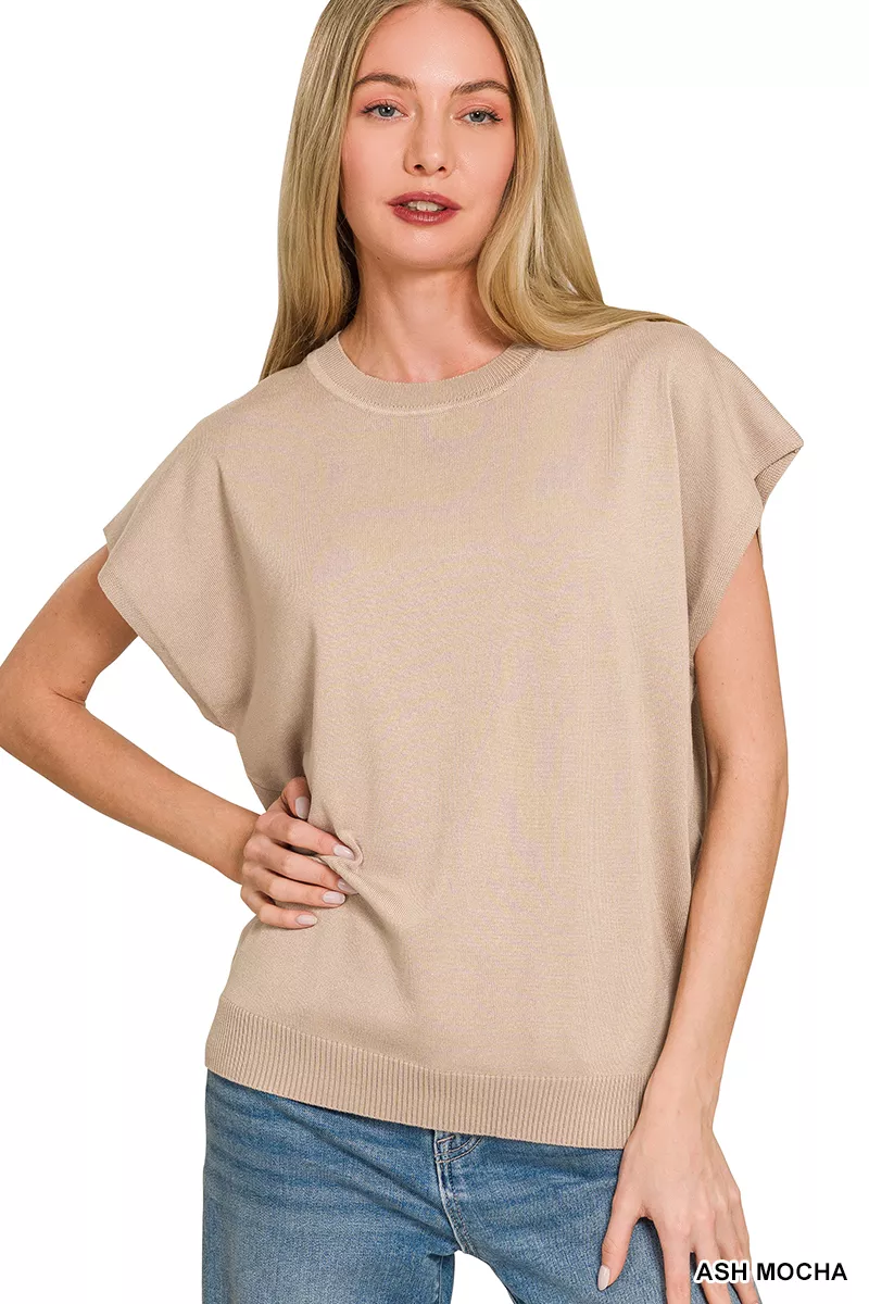 Viscose Round-neck Short Sleeve Sweater, image 3