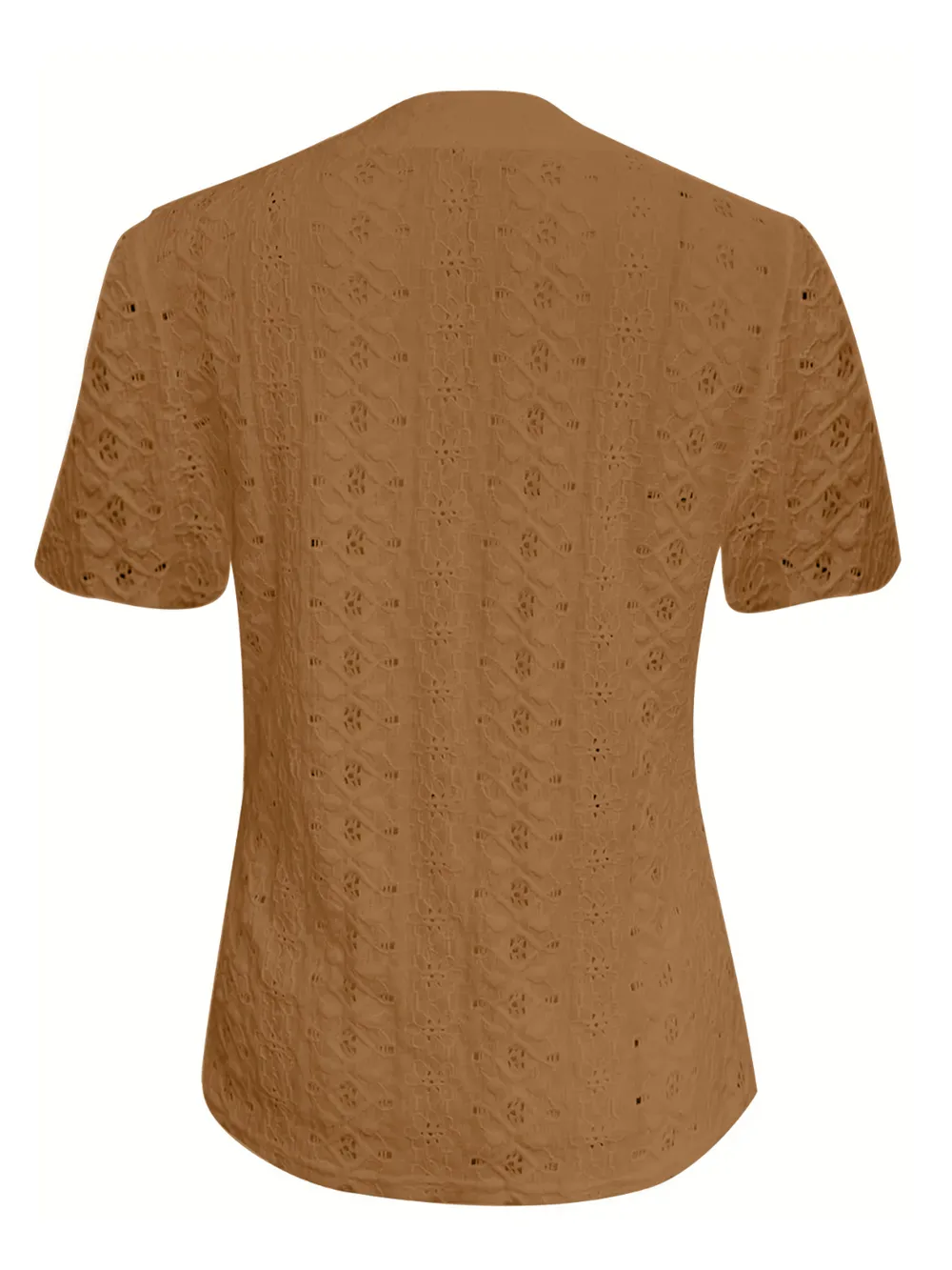 Openwork Notched Short Sleeve Top, image 7