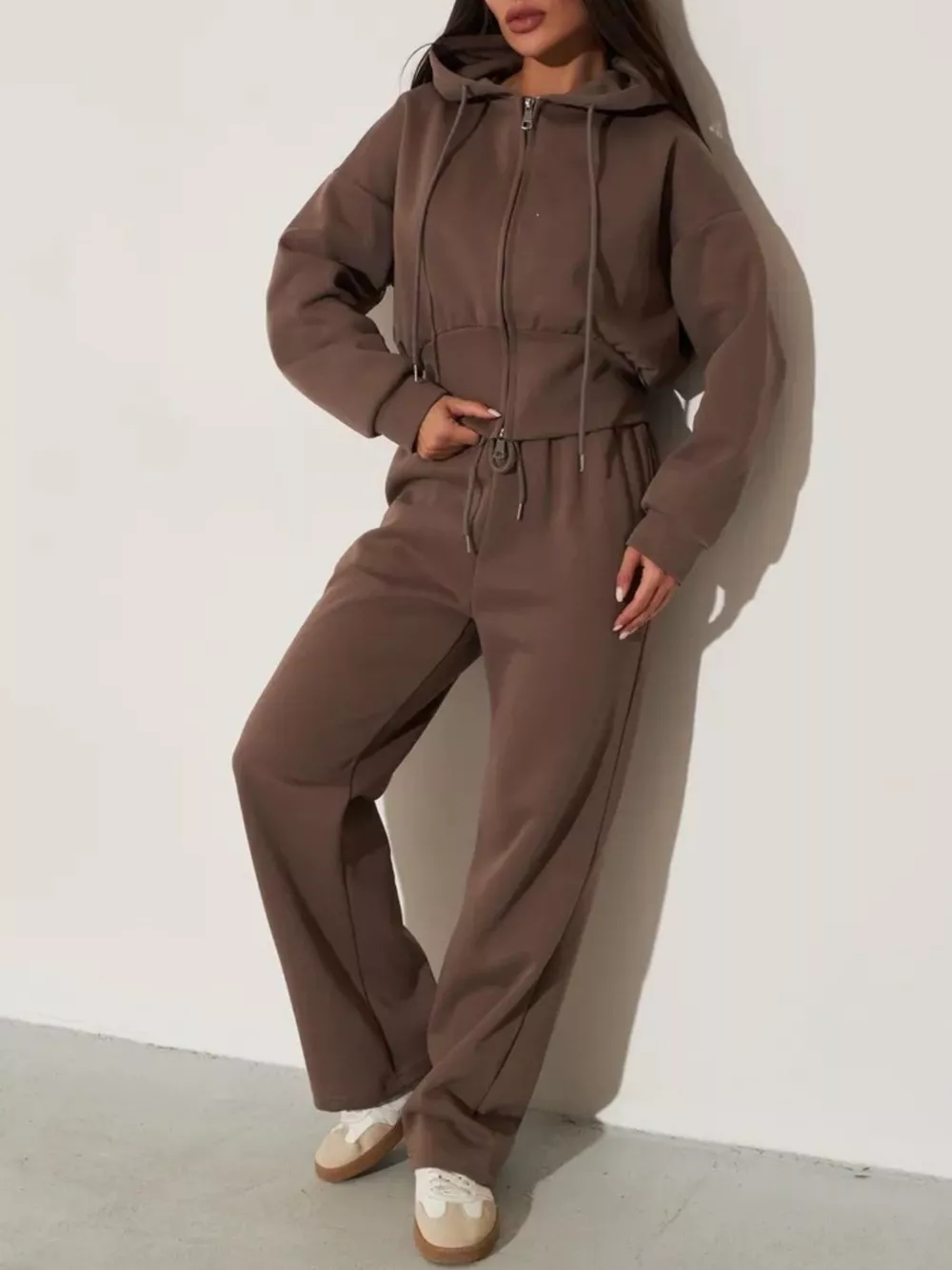 Zip-Up Hoodie and Wide-Leg Pants Set, image 19