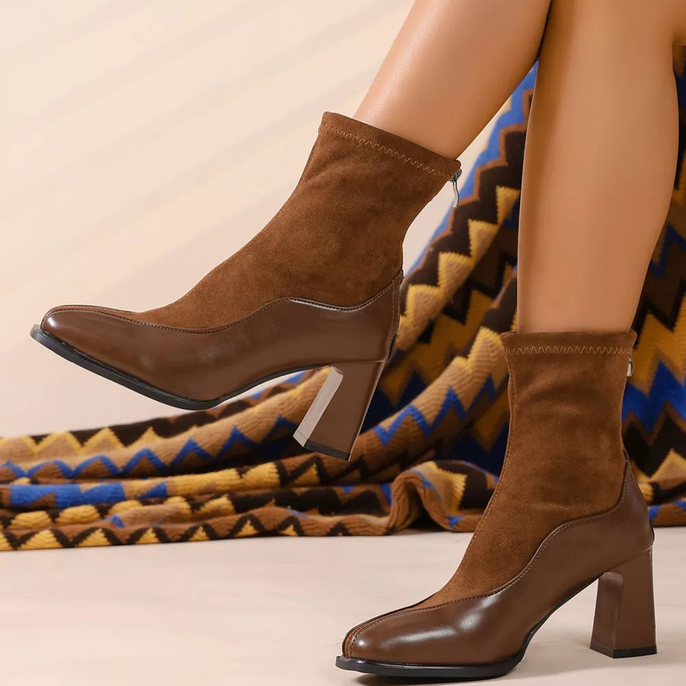 Square Neck Block Heel Boots, image 4
