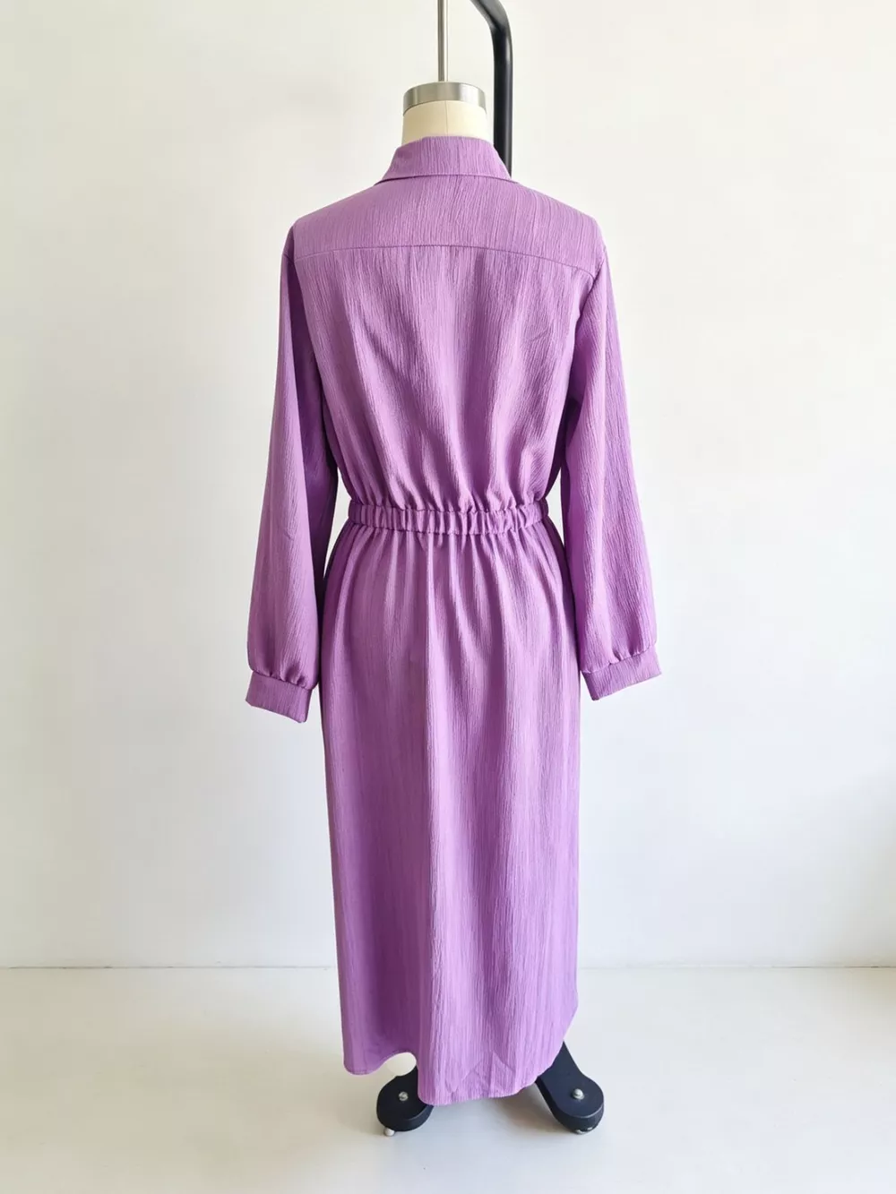 Full Size Textured Button Front Long Sleeve Maxi Dress Plus Size, image 5