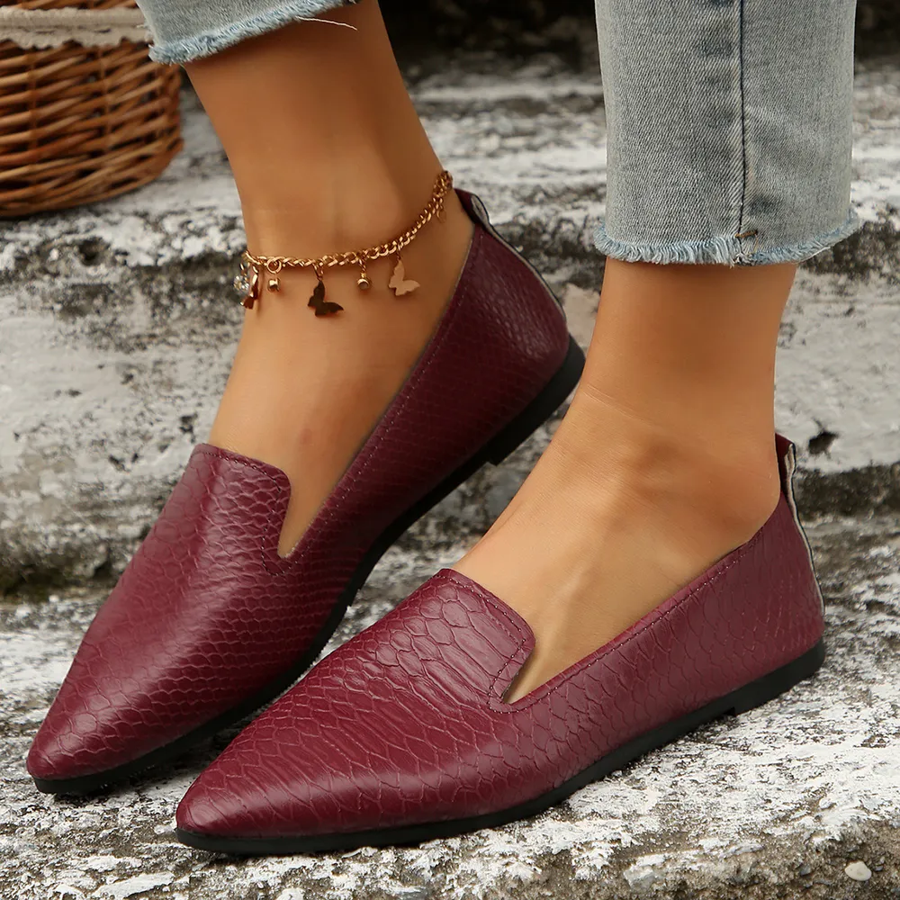 Snake Print Pointed Toe Slip-Ons, image 7