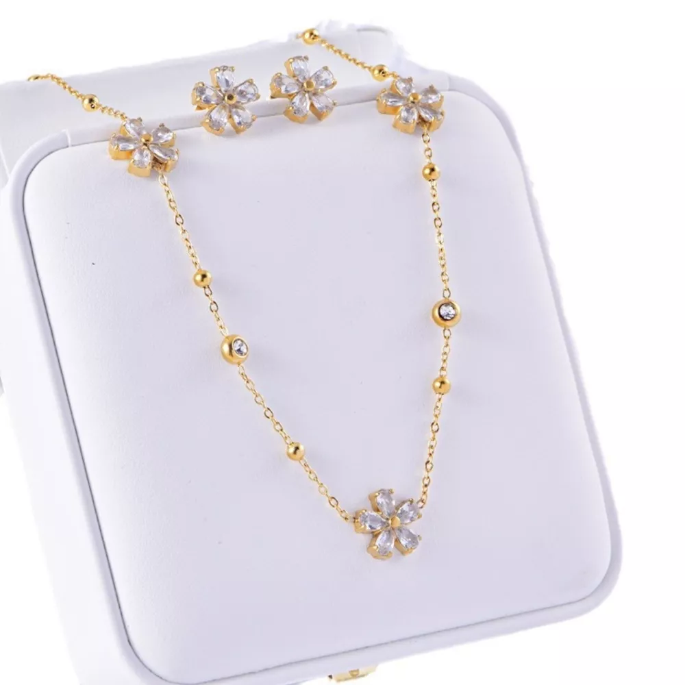 18K Gold-Plated Flower Jewelry Set, image 5