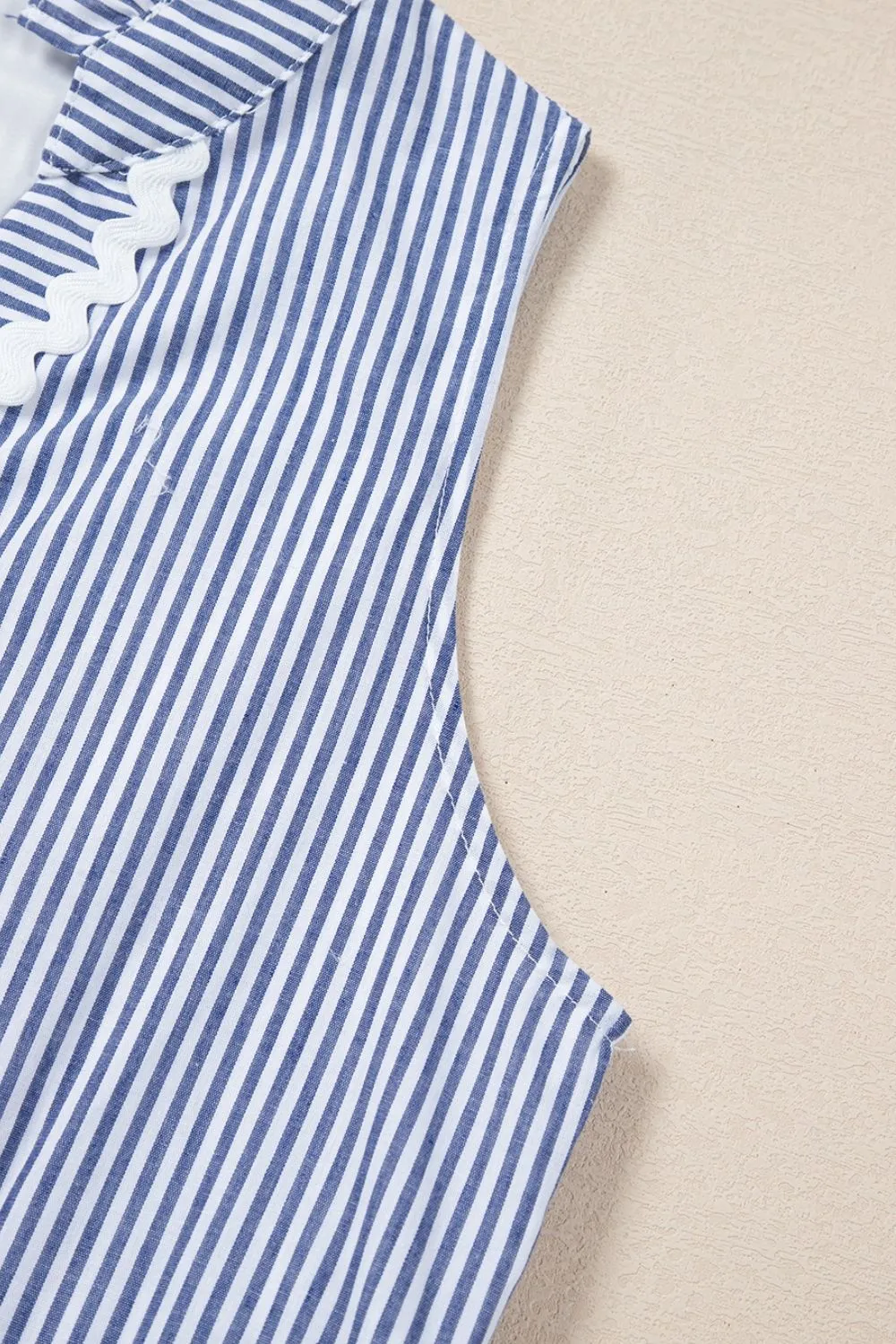 Stripe Sleeveless Notched Ric Rac Mini Dress, image 4