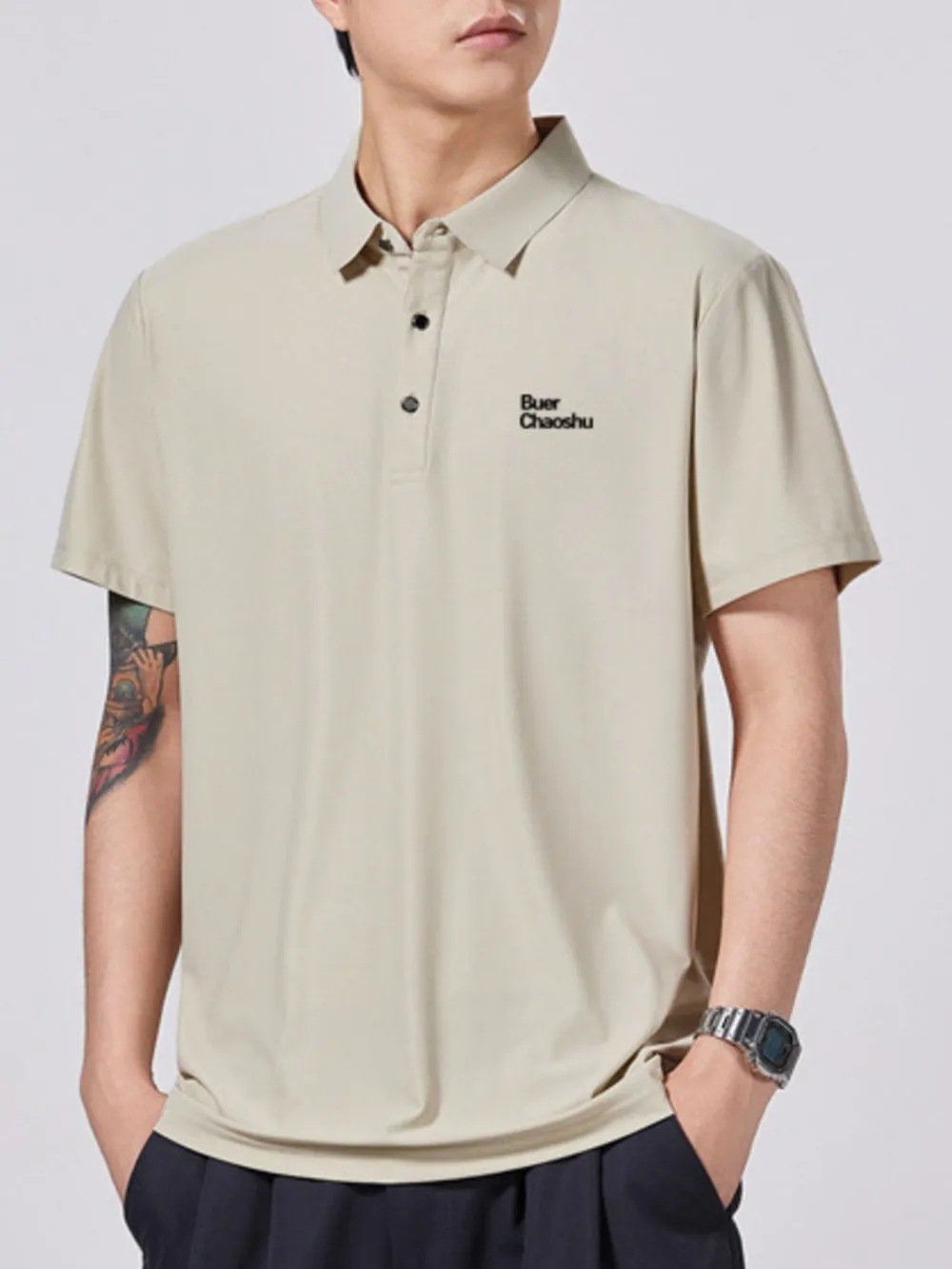Men's Plus Size Button Detail Short Sleeve Polo