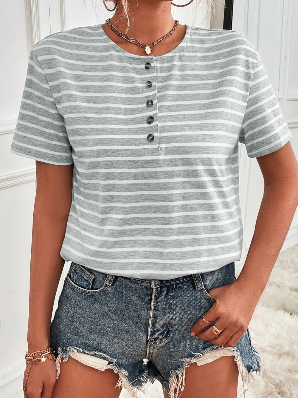 Striped Short Sleeve Top, image 4