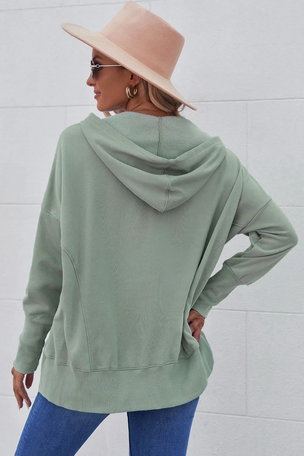 Quarter-Snap Dropped Shoulder Hoodie, image 9