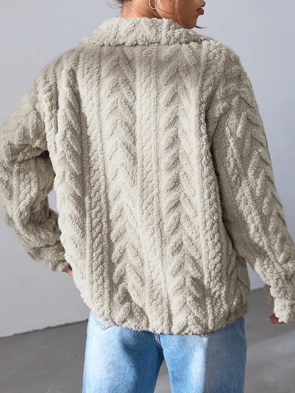 Fuzzy Zip Up Long Sleeve Jacket, image 13
