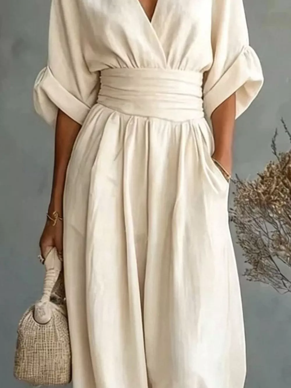 Full Size Half Sleeve Wide-Leg Jumpsuit Plus Size, image 6