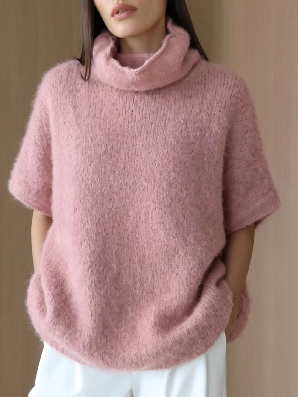 Turtleneck Fuzzy Short Sleeve Sweater, image 21