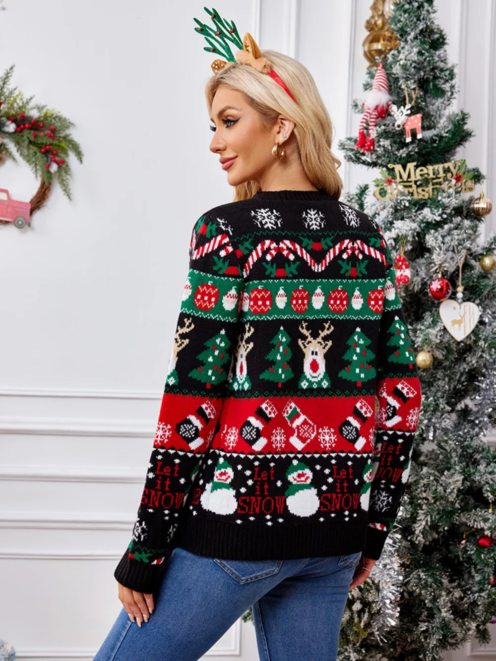 Reindeer Button Up Long Sleeve Cardigan, image 2