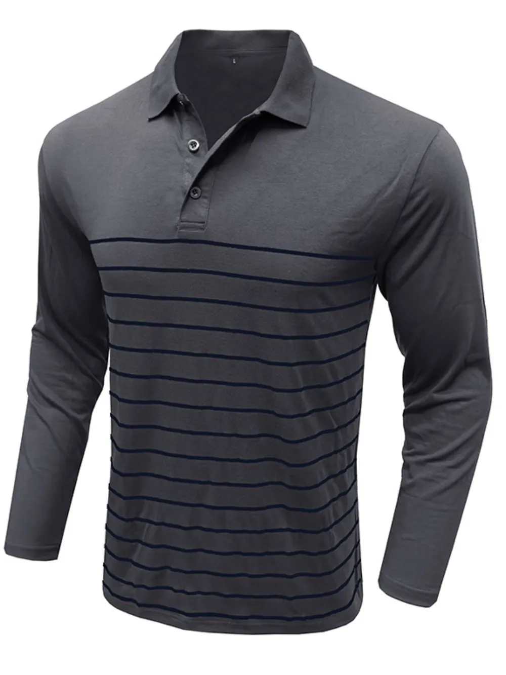 Men's Striped Long Sleeve Polo Shirt, image 2